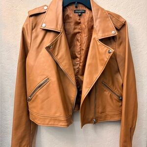 Shinestar Women's Brown Faux Leather Jacket